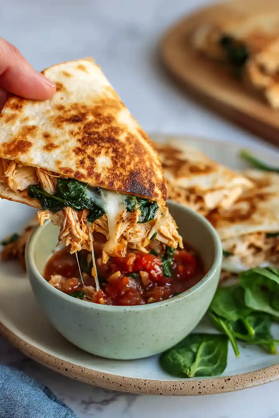 chicken and spinach quesadillas