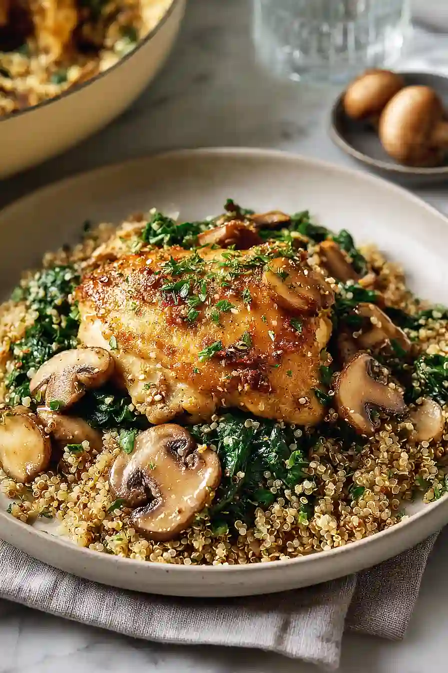 chicken and quinoa with spinach