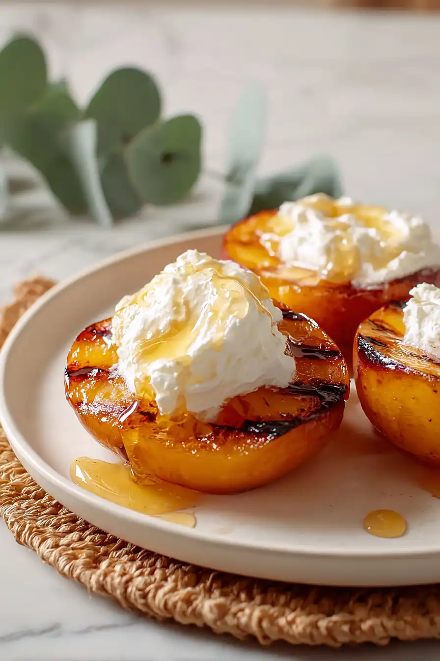 grilled peaches wtih ricotta and honey