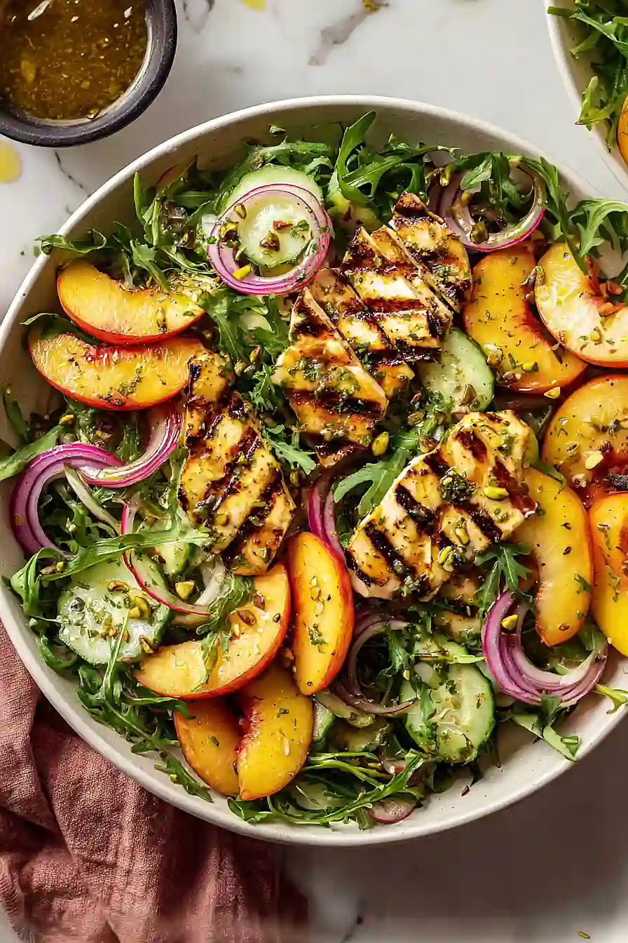 grilled peach and halloumi salad