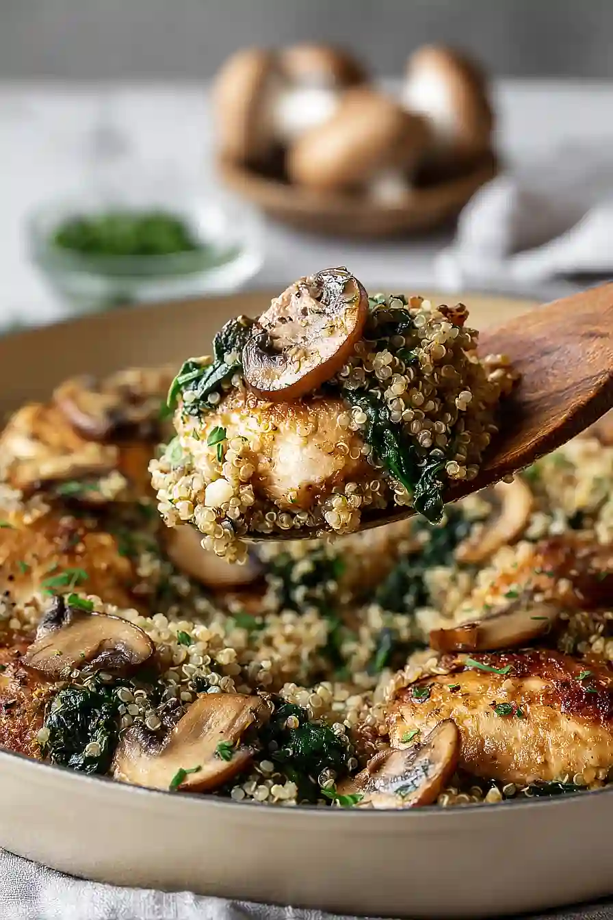 chicken and quinoa with spinach