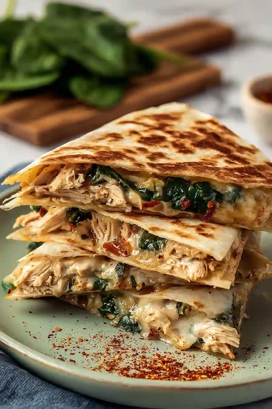 chicken and spinach quesadillas