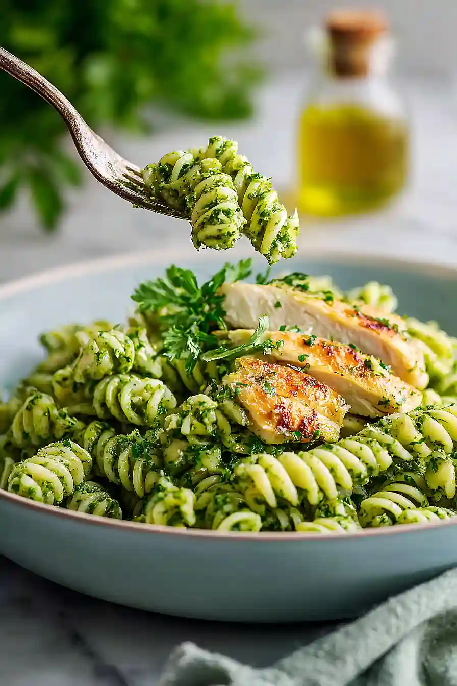 spinach pesto pasta with chicken