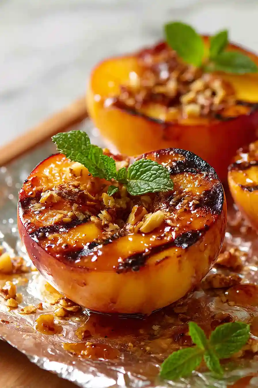 grilled peaches in foil