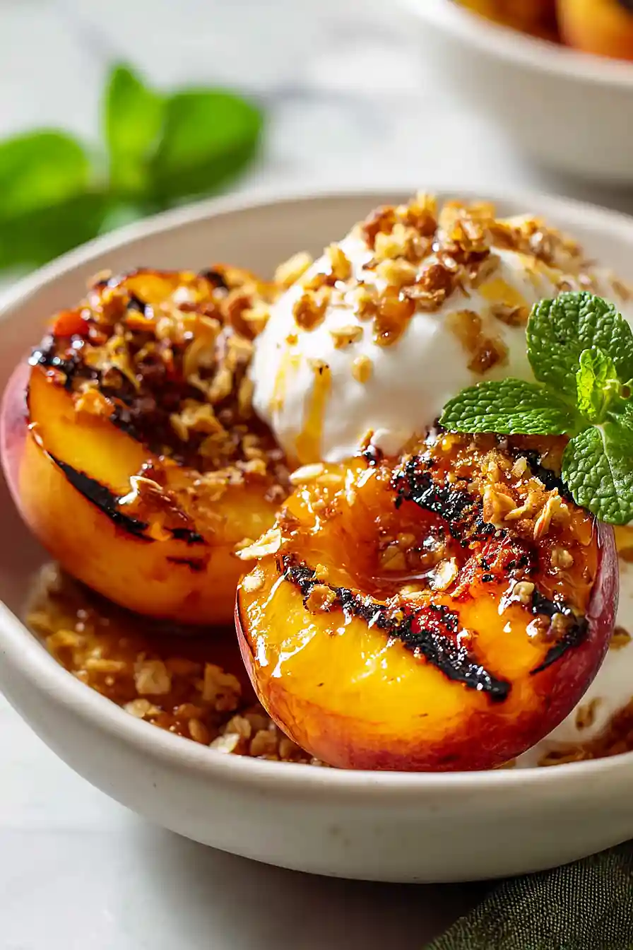 grilled peaches in foil