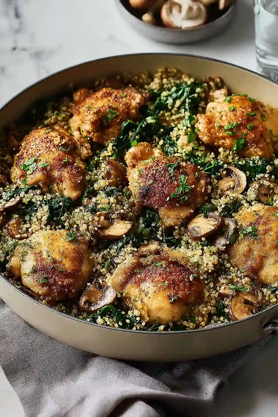 chicken and quinoa with spinach