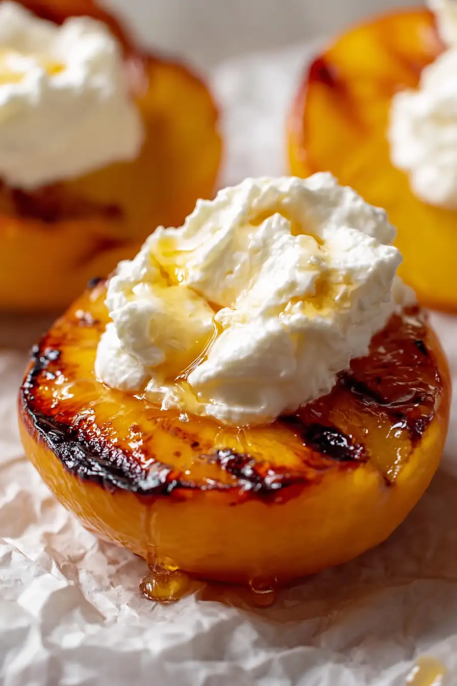 grilled peaches wtih ricotta and honey