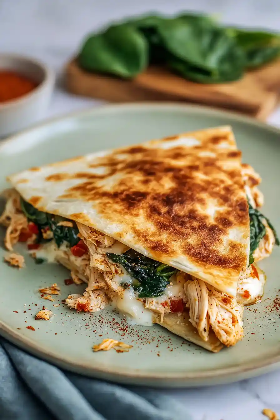 chicken and spinach quesadillas